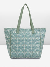 PRIMROSE Printed Tote Bag with Floral Pattern Sage Green